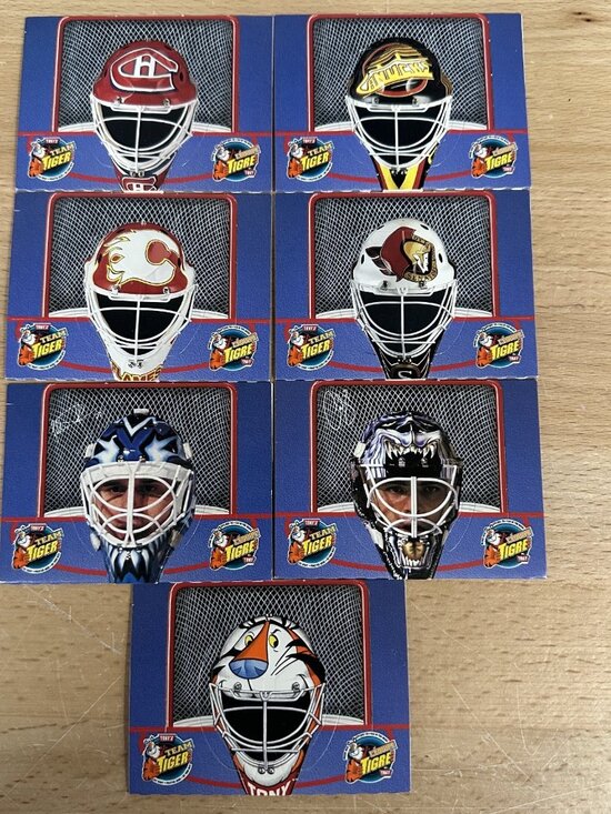 1996-97 Kellogg's Tony's Team Tiger Goalie Mask Complete Set (7) Canada Only - Picture 1 of 2